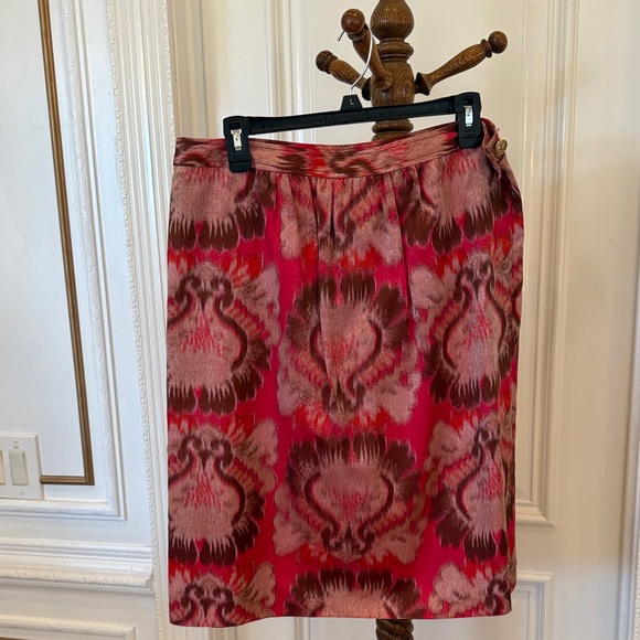 Tory Burch Red and Brown Patterned Pencil Skirt - Picture 1 of 4